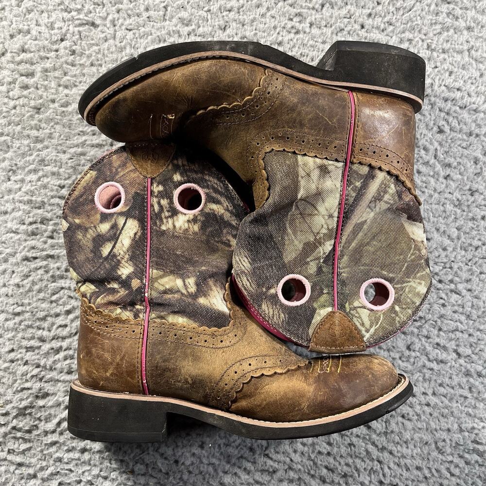 Ariat Fatbaby Western Cowgirl Boots Womens 8.5 B RealTree Camo Pink Leather